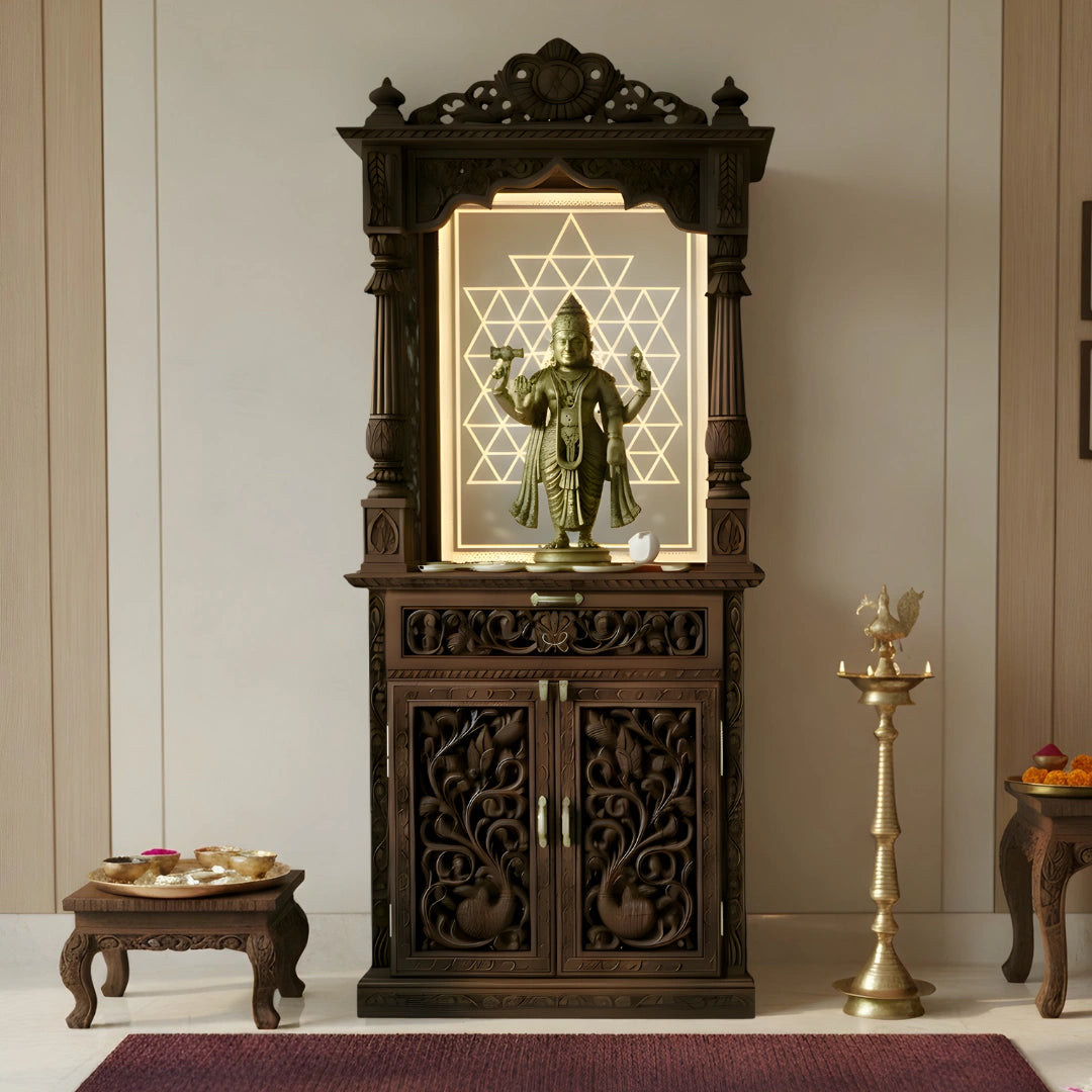 lifestyle view of Karuneshwar Teak Wood Mandap (Brown)