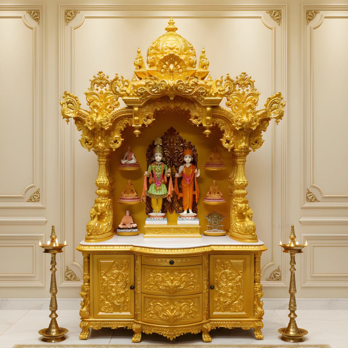lifestyle view of Kiran Teak Wood Mandap (Gold)