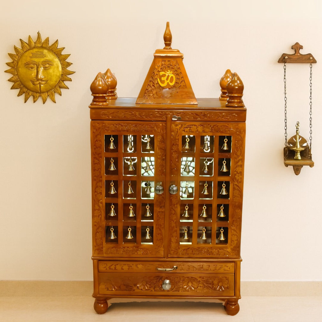 lifestyle view of Krittika Teak Wood Mandir (Teak)