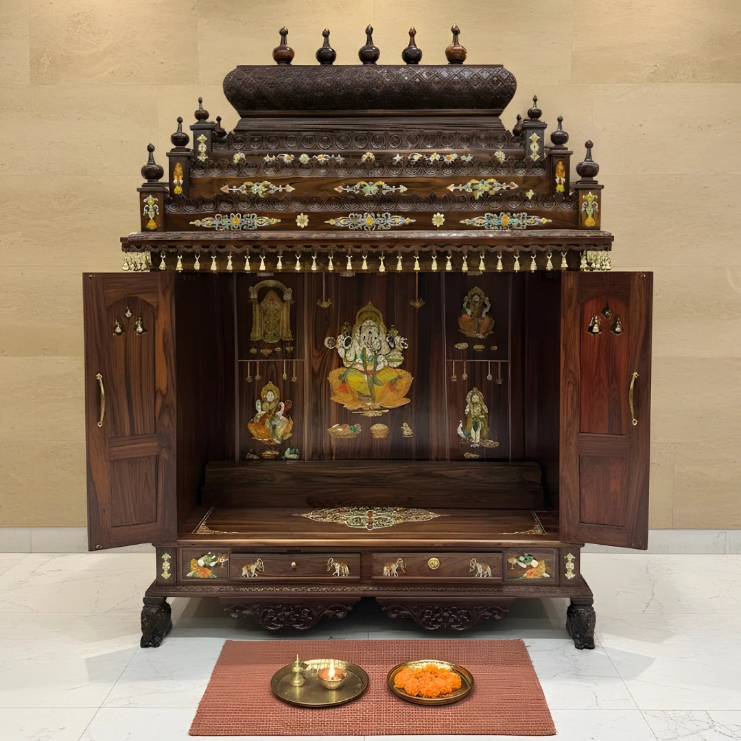 lifestyle view of Mahaprabh Teak Wood Mandap (Brown)