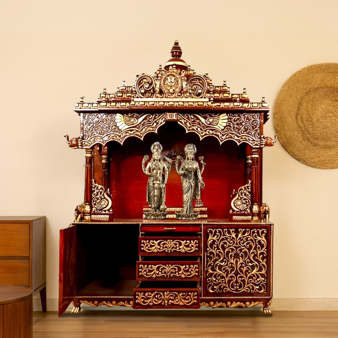 lifestyle view of Shuddhika Teak Wood Mandap (Cherry Gold)