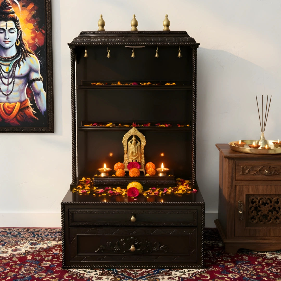 lifestyle view of Smruti Teak Wood Mandap (Choco Brown)
