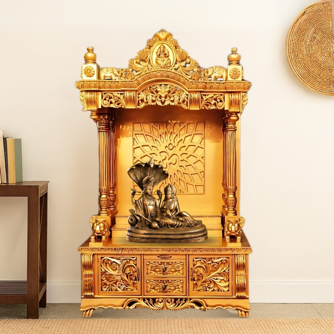 lifestyle view of Trilokinath Teak Wood Mandap (Gold)