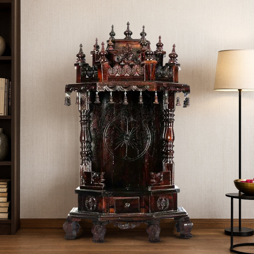 lifestyle view of Yugadharma Teak Wood Mandir (Wenge)