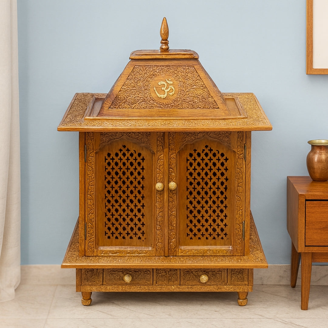 lifestyle view of Giridhari Teak Wood Mandir (Teak)