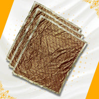 main view of Golden Floral Design Brown Pooja Aasan with Silver Border