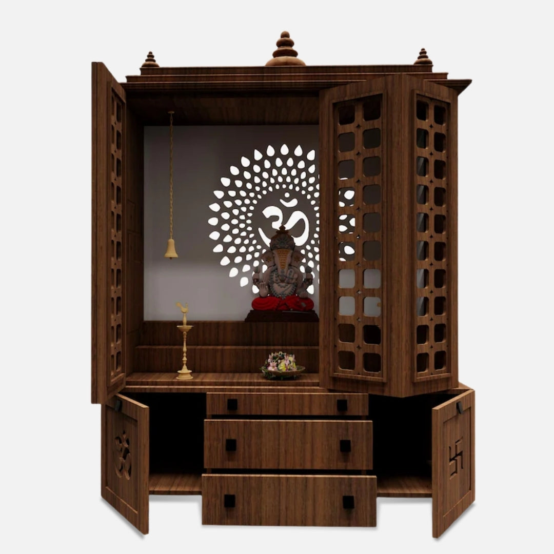 open door front of Vishesh Teak Wood Mandir (Brown)