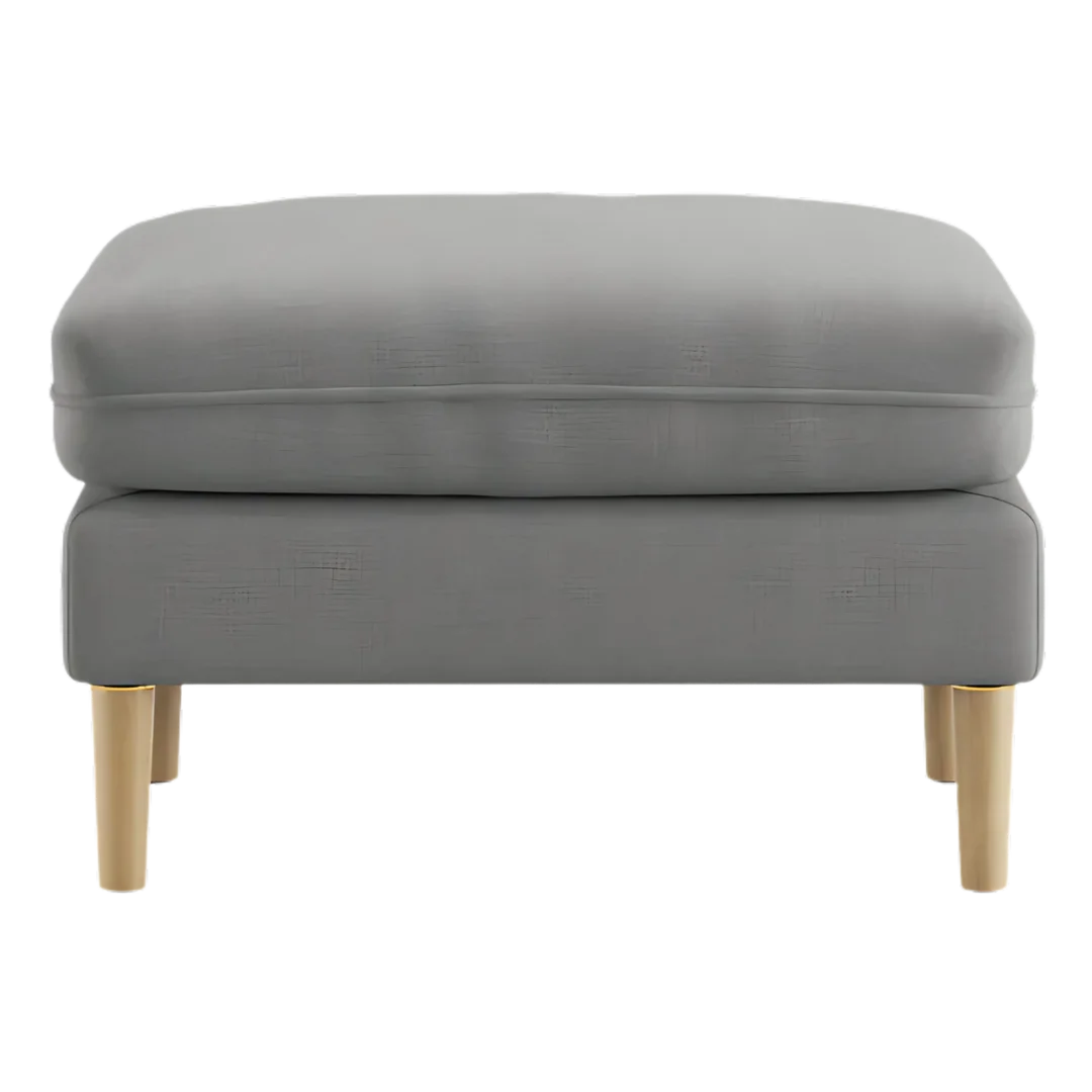 Loft Teak Wood Ottoman Stool (Stone Grey)