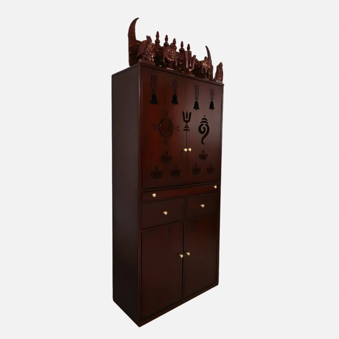 side angle of Kanish Teak Wood Mandap (Brown)