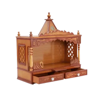 SukhatMan Large Wall Mount Pooja Mandir without Door (Teak)