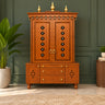 Vrittika Teak Wood Pooja Mandap with Door (Teak)