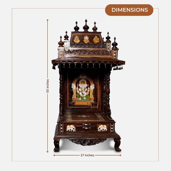 veer Teak Wood Mandir (Brown) dimensions