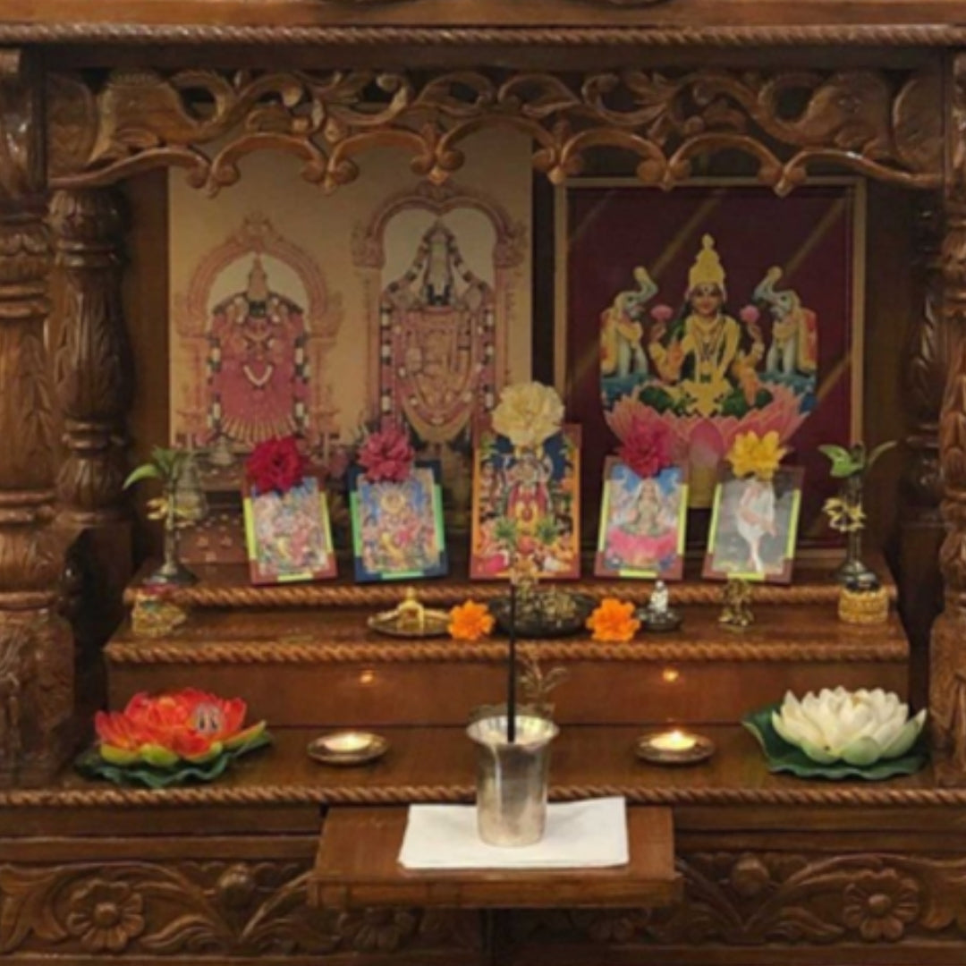zoom images of Nakshi Teak Wood Mandir (Brown)