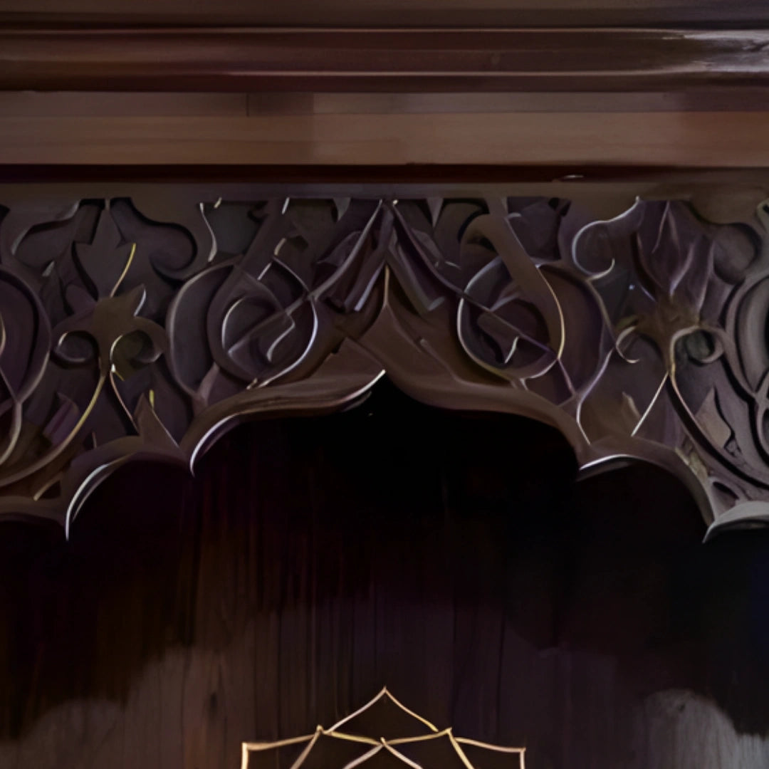 zoom veiw of Ishvarya Teak Wood Mandap (Brown)