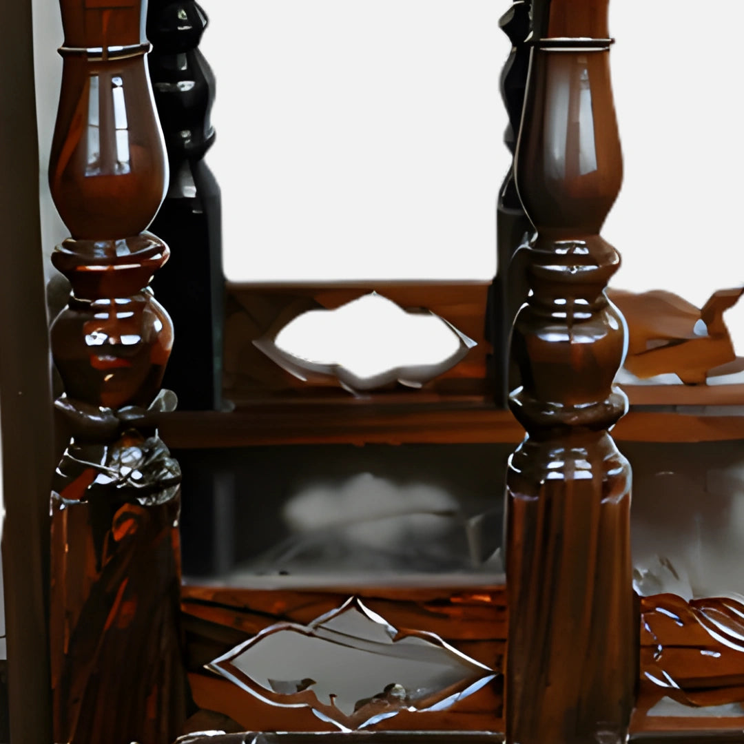zoom view of Meera Teak Wood Mandir (Brown)