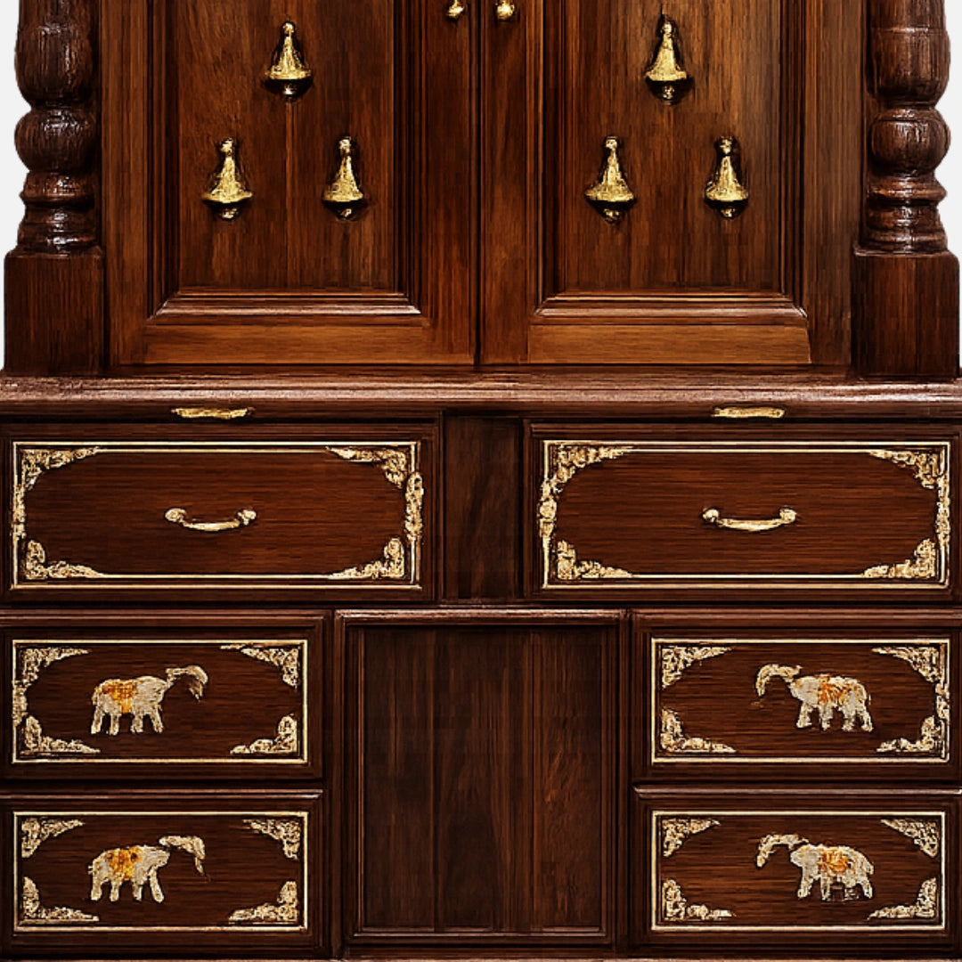 zoom view of Shuchita Teak Wood Mandap (Brown)