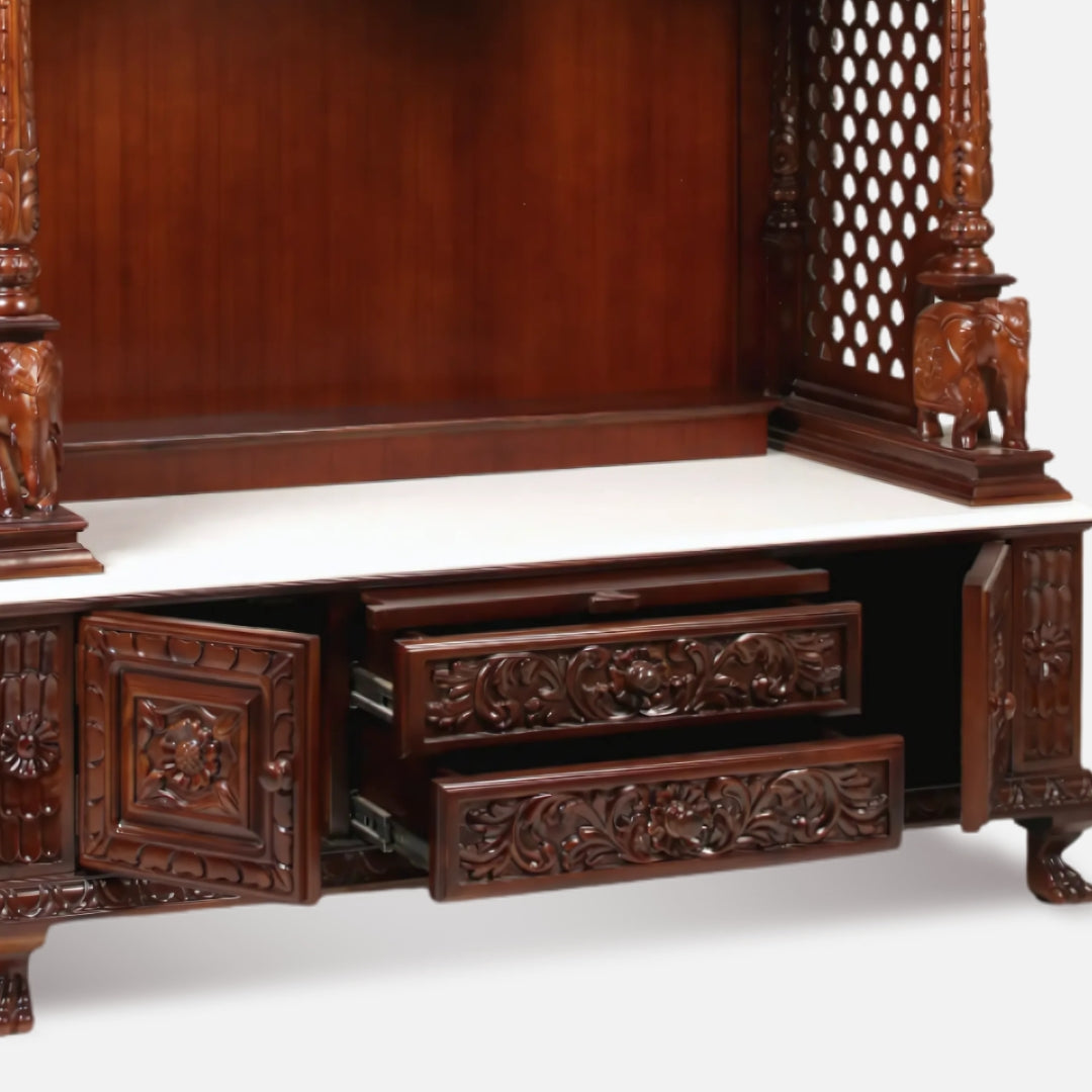 zoom view of Yashasvi Teak Wood Mandap (Brown)