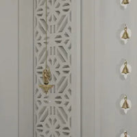 zoom view of Vrittika Teak Wood Pooja Mandap with Door (White)