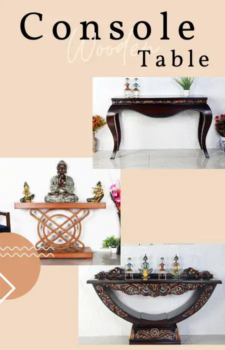 beautifully crafted wooden console tables with intricate carvings