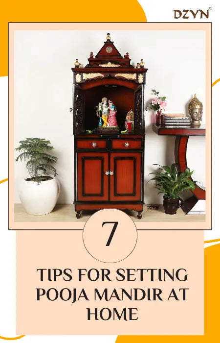 Shri Krishna and Radha idol placed in a wooden pooja mandap/pooja almirah. 