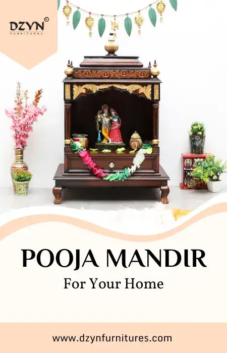 floor rested pooja mandir placed on a dedicated sacred space in home