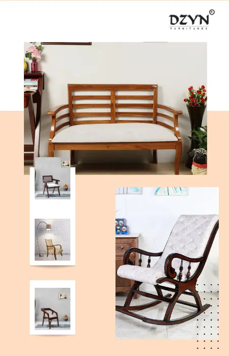 DZYN Furnitures' stylish living room teak wood chairs furniture