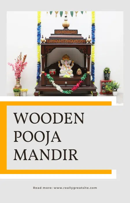 Beautiful wooden pooja mandirs displayed in a pooja room.