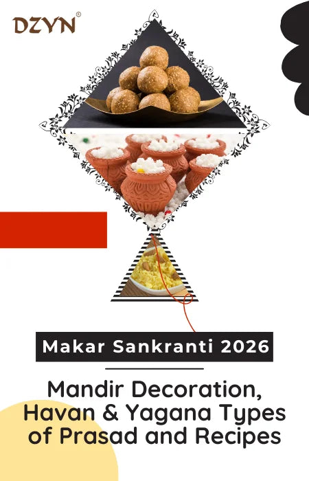 banner of Makar Sankranti 2026 guide with images of prasad and text.