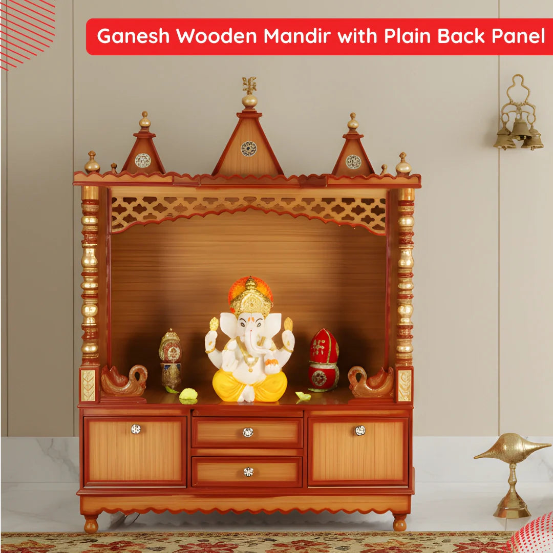 Mandir With Plain Back Panel image