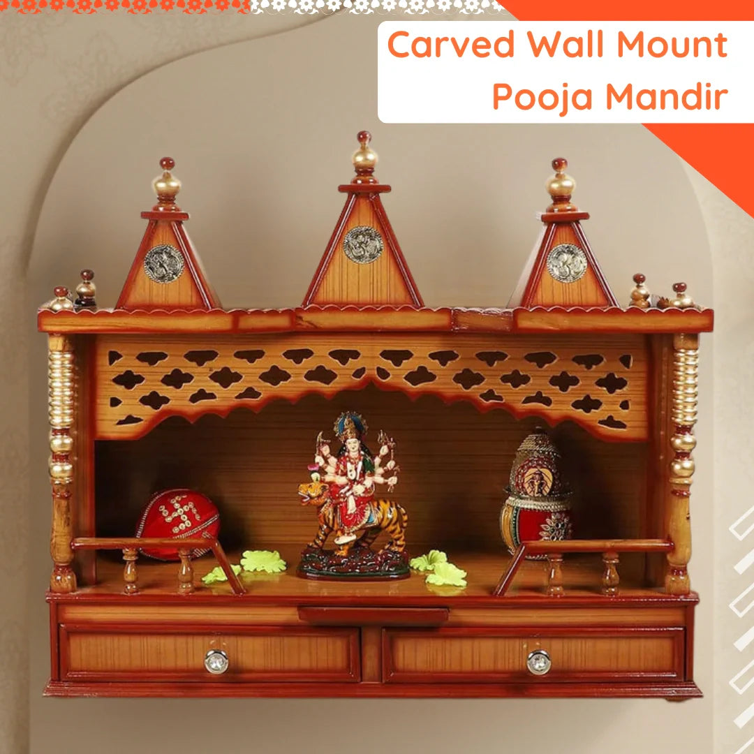 Carved Wall Mount Pooja Mandir image 