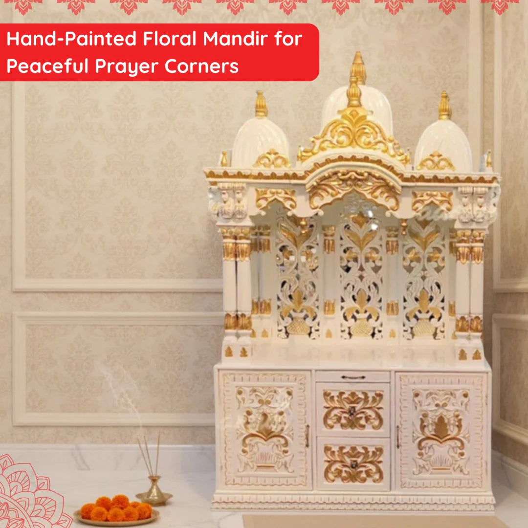 Floral Painted Pooja Mandir IMAGE 