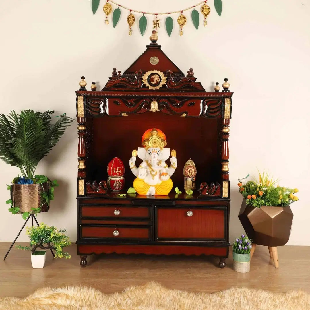 Floor rested pooja mandir for home.