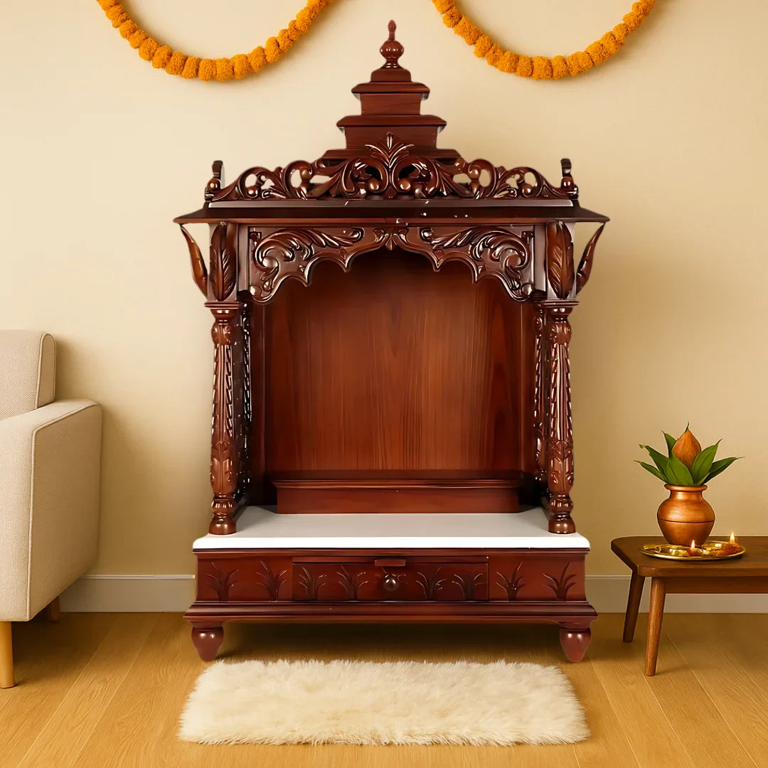 Pooja Mandir with Plain Pooja Area Base