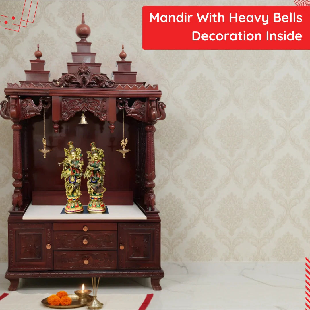 Mandir With Heavy Bells Decoration Inside IMAGE 