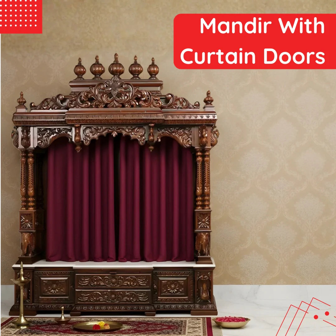 Mandir With Curtain Doors IMAGE