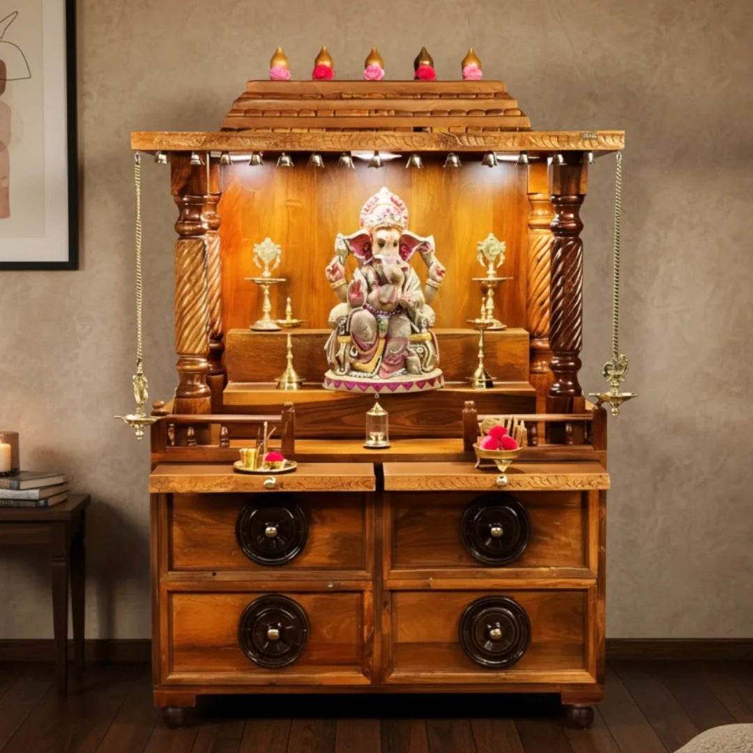 Teak Wood Mandir in Canada