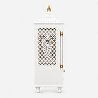 Devakriti Teak Wood Pooja Mandir With Doors (White)