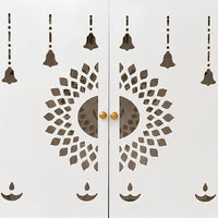 Devakriti Teak Wood Pooja Mandir With Doors (White)
