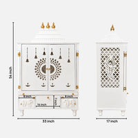 Devakriti Teak Wood Pooja Mandir With Doors (White)
