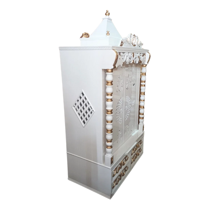 Ananta Teak Wood Mandir (White)
