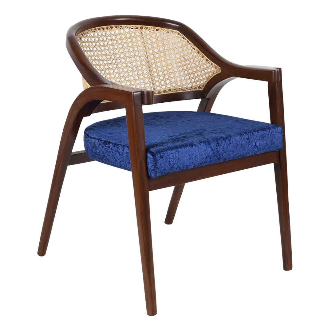 Bemla Teak Wood Arm Chair (Brown Blue)