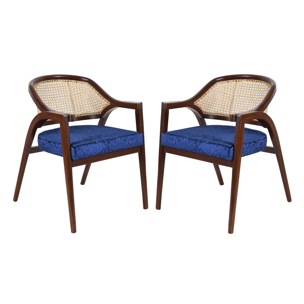 Bemla Teak Wood Arm Chair (Brown Blue)