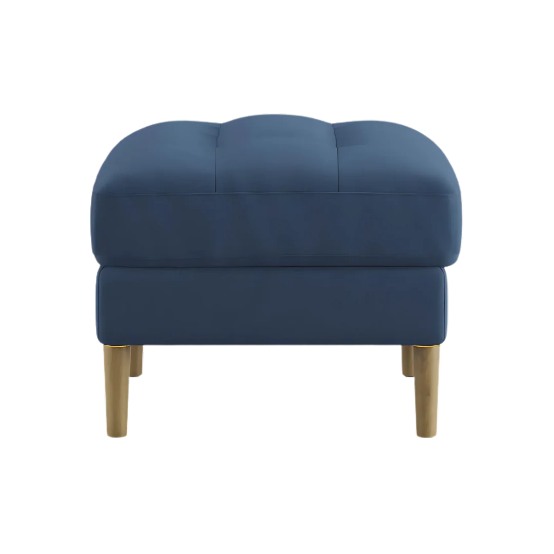 Loft Teak Wood Ottoman Stool (Cyan Blue)