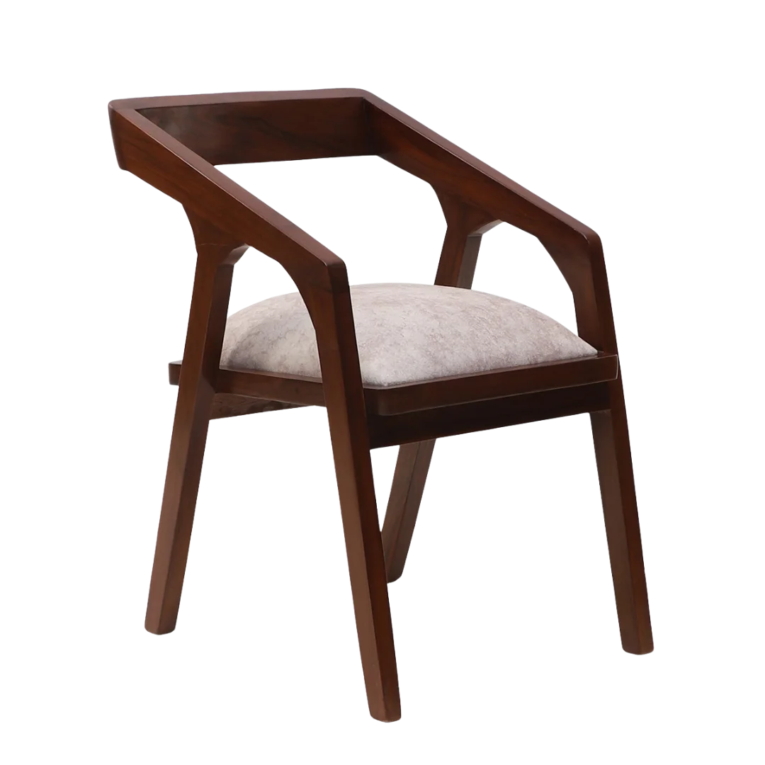 Aristo Teak Wood Arm Chairs (Brown Beige)