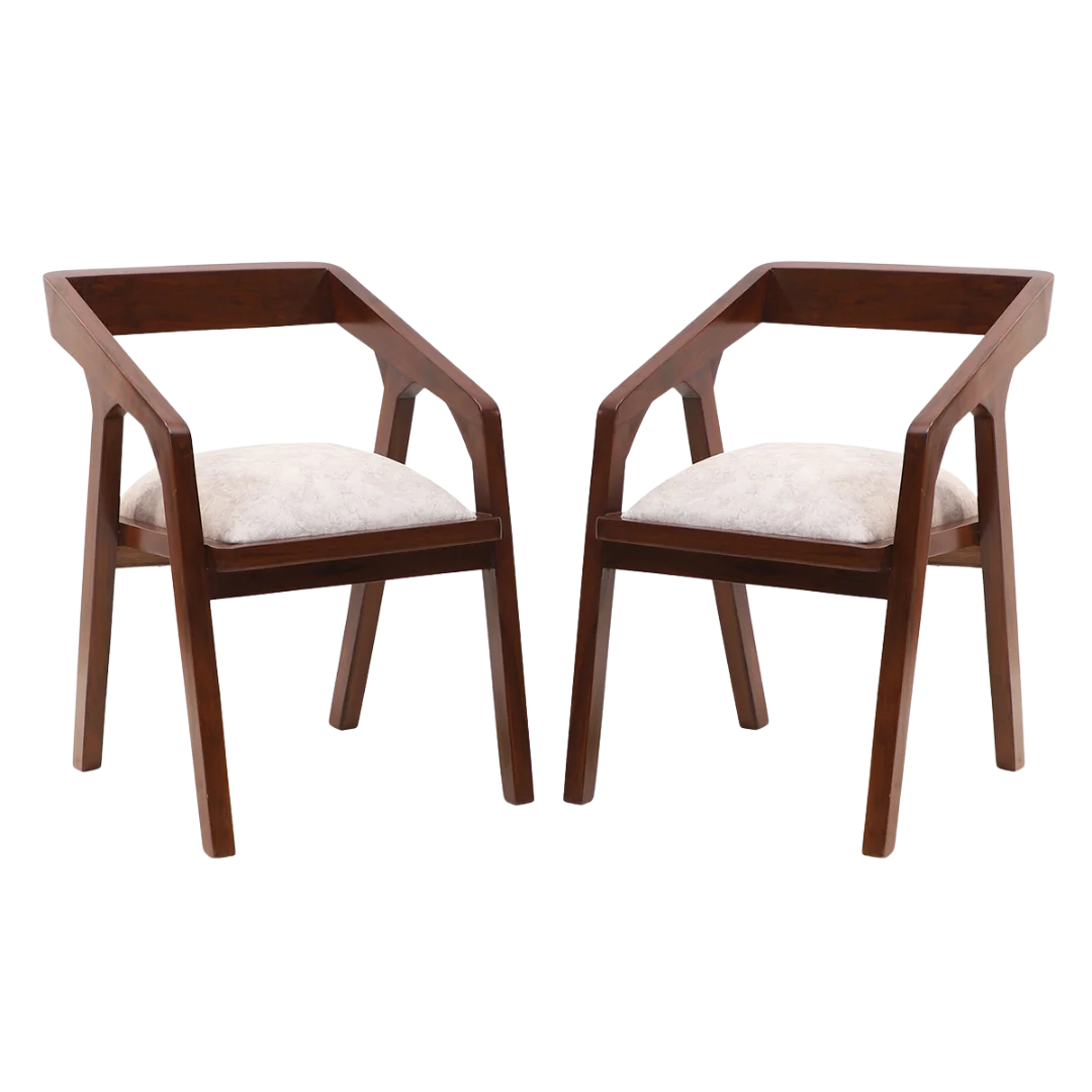 Aristo Teak Wood Arm Chairs (Brown Beige)