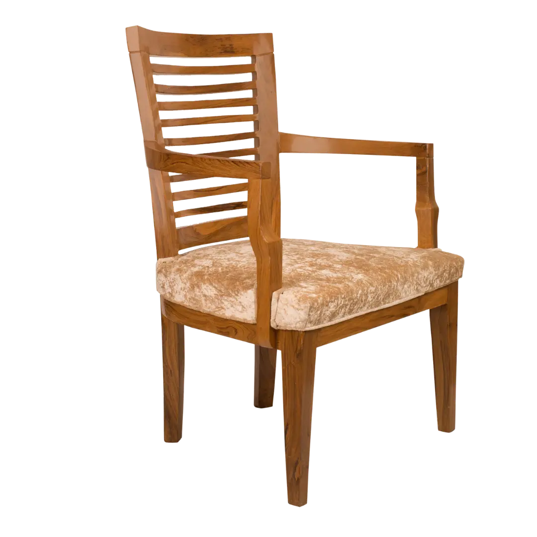 AURA Teak Wood Arm Chair (Teak) Side Angle View