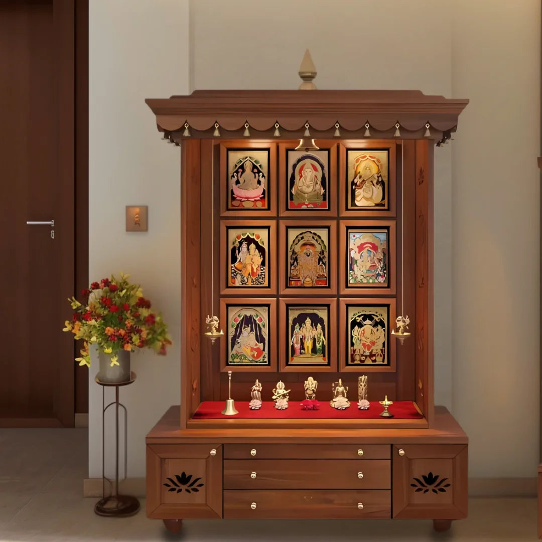 Aadhyatmik Teak Wood Pooja Mandap (Teak) Lifestyle Image 