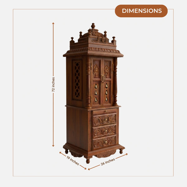 Aadinath Teak Wood Mandap (Brown) dimensions 