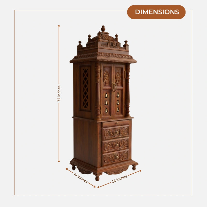 Aadinath Teak Wood Mandap (Brown) dimensions 