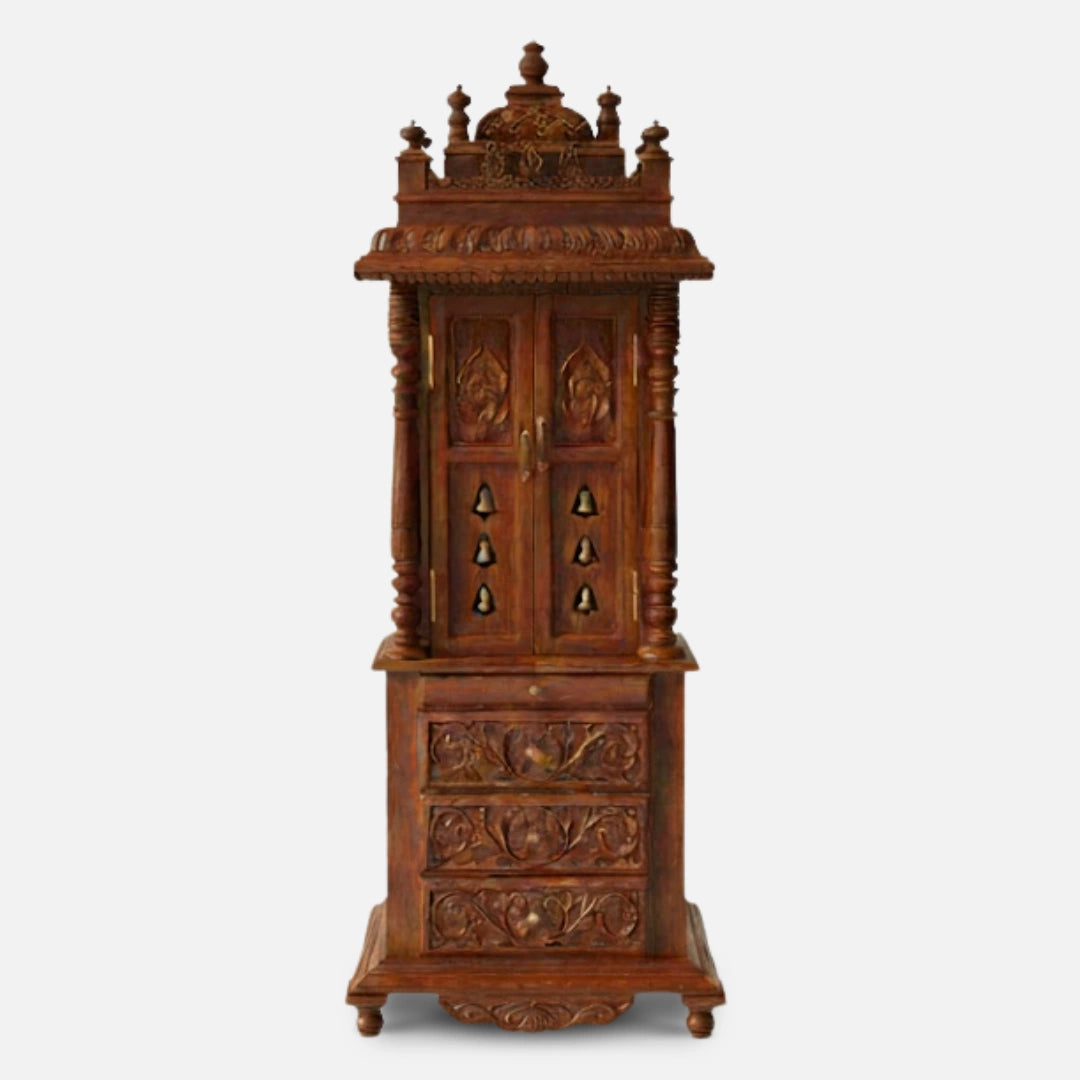 Aadinath Teak Wood Mandap - Brown
